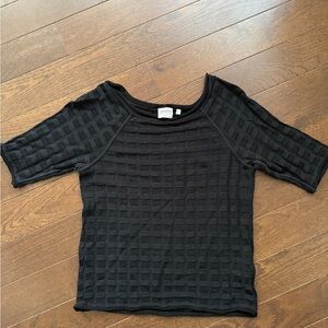 Armani Collezioni Black Textured Short Sleeve Top